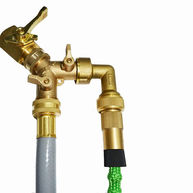 HQMPC Brass Garden Hose Y Valve Hose Splitter Water Garden Hose Adapter 2 Way 3/4"" GHT Thread - Image 5